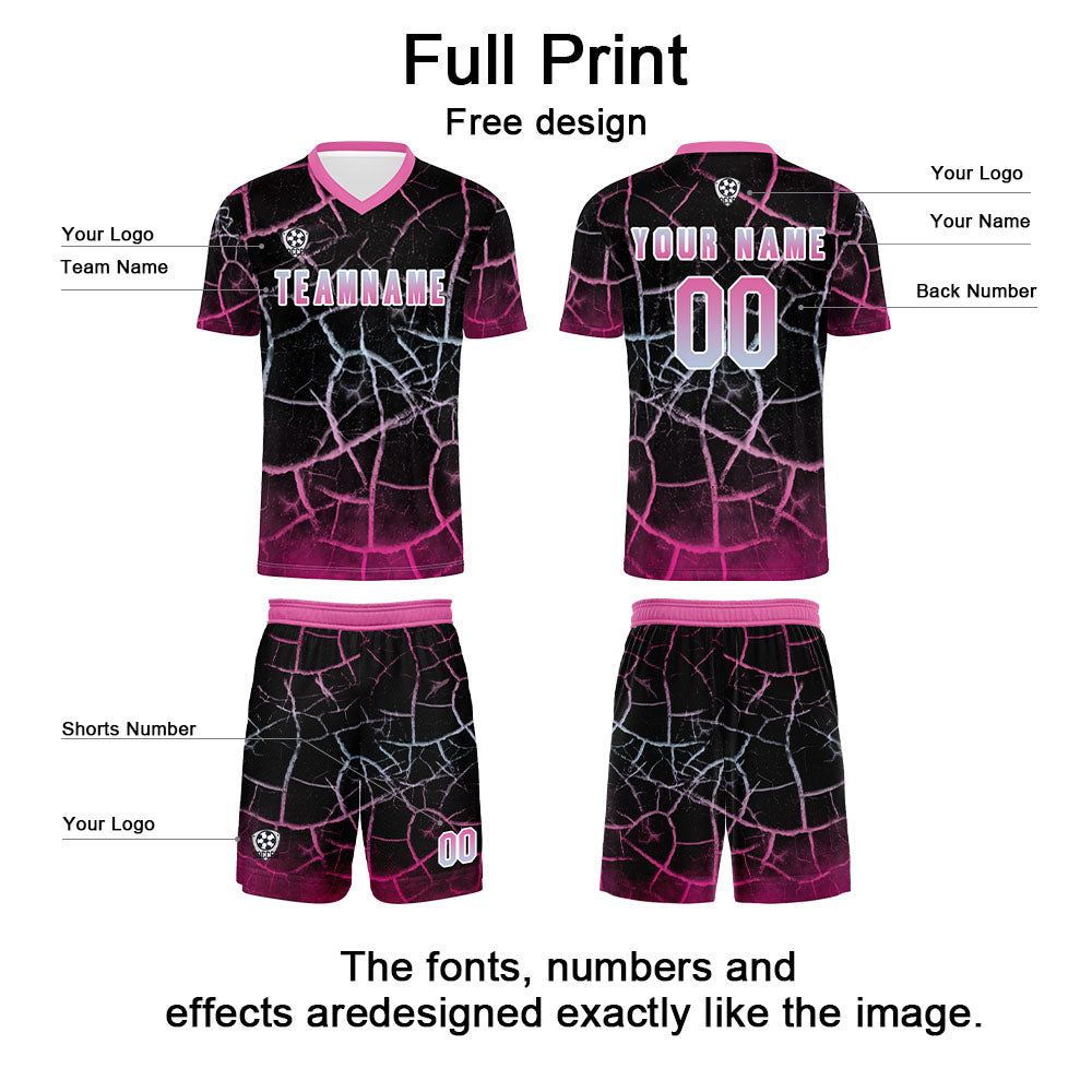 Custom Black Pink Soccer Uniform Jersey Kids Adults Personalized Set Jersey Shirt