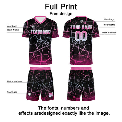 Custom Black Pink Soccer Uniform Jersey Kids Adults Personalized Set Jersey Shirt