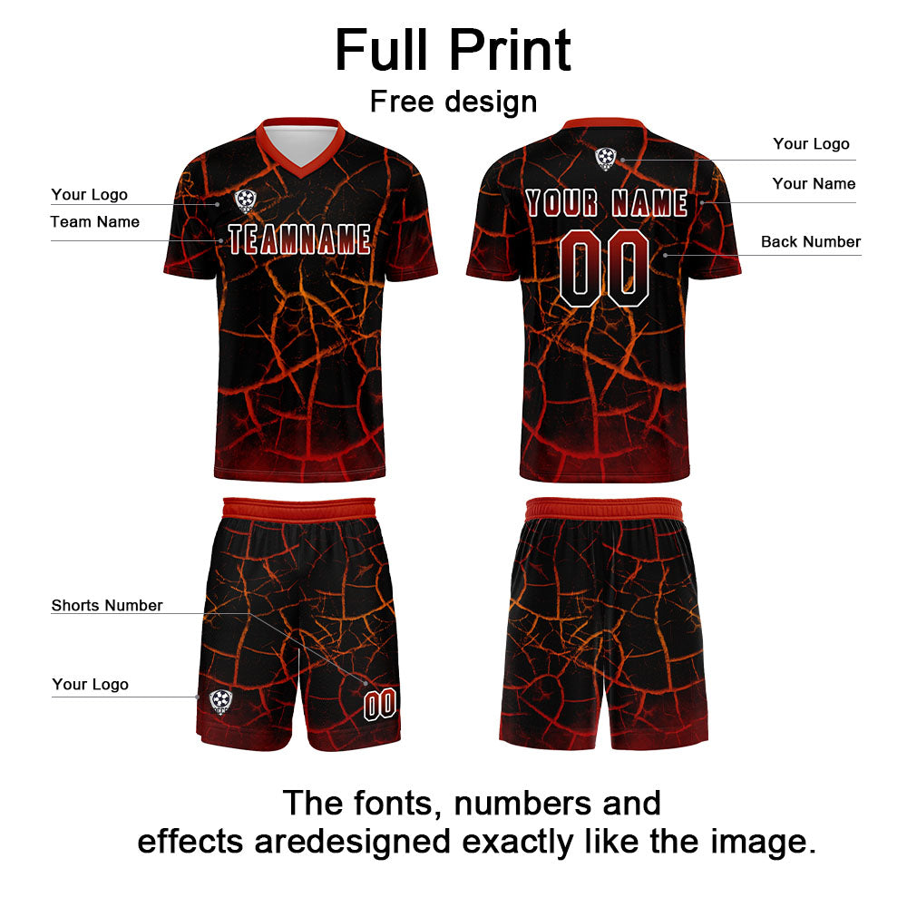 Custom Black Red Soccer Uniform Jersey Kids Adults Personalized Set Jersey Shirt