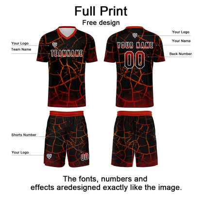 Custom Black Red Soccer Uniform Jersey Kids Adults Personalized Set Jersey Shirt