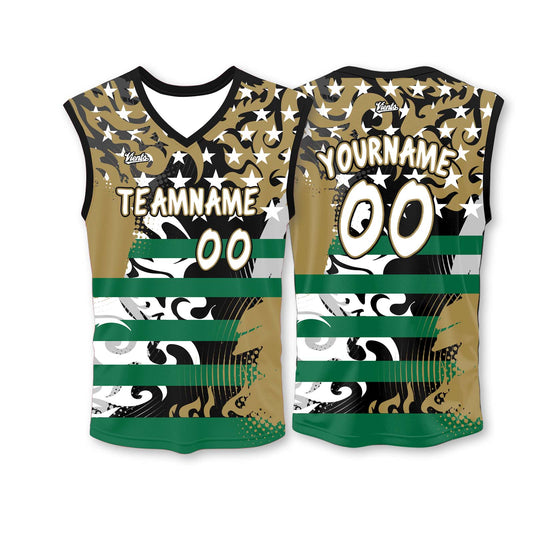 Custom Green Gold Wide Shoulder Basketball Jersey - Breathable Mesh Team Uniform for Adult & Yout