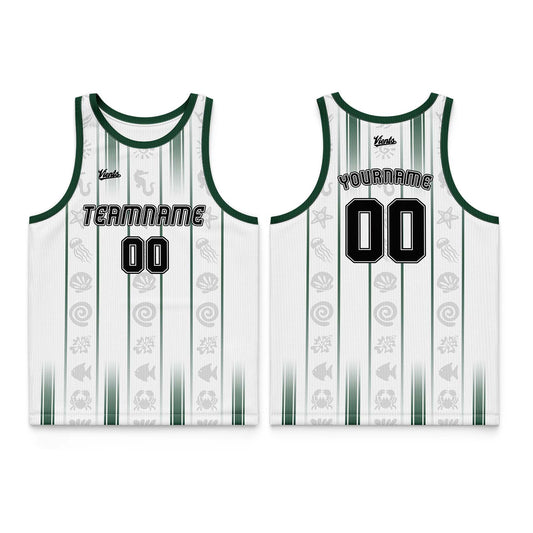 Custom Dark Green White Thin Strap Basketball Jersey - Breathable Mesh Training Uniform for Adults & Youth