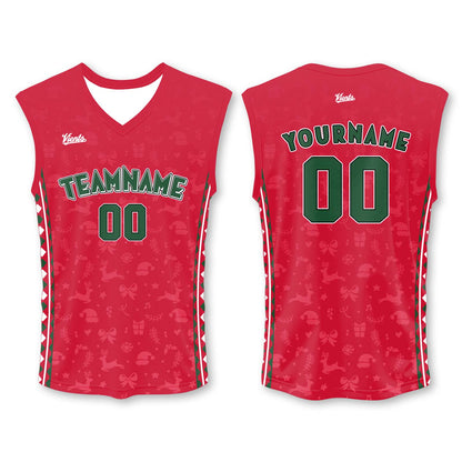 Custom Red Green Wide Shoulder Basketball Jersey - Breathable Mesh Team Uniform for Adult & Yout