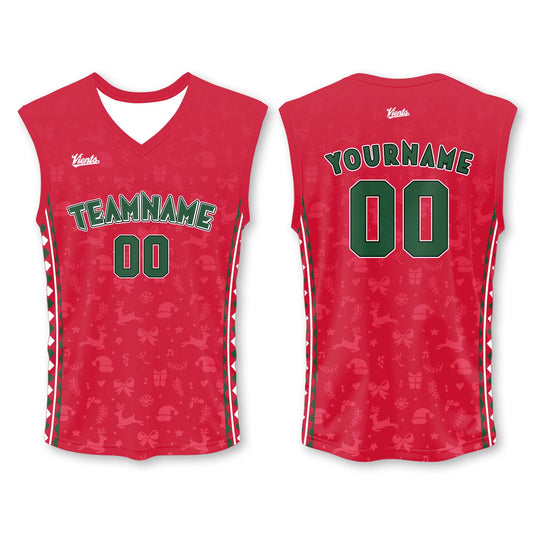 Custom Red Green Wide Shoulder Basketball Jersey - Breathable Mesh Team Uniform for Adult & Yout