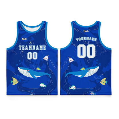 Custom Blue Wide Shoulder Basketball Jersey, Breathable Mesh Team Uniform for Adult & Yout
