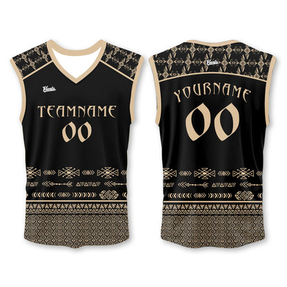 Custom Black Gold Wide Shoulder Basketball Jersey - Breathable Mesh Team Uniform for Adult & Yout