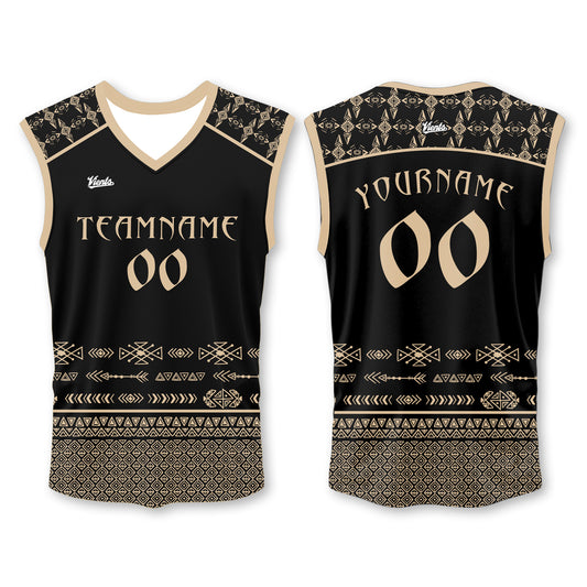 Custom Black Gold Wide Shoulder Basketball Jersey - Breathable Mesh Team Uniform for Adult & Yout