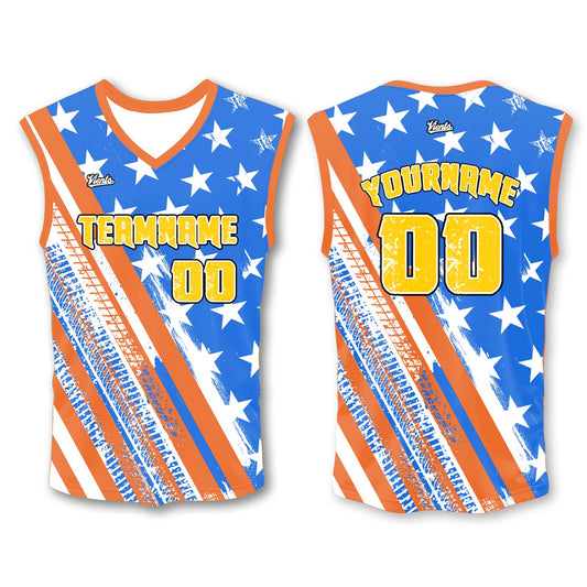 Custom Blue Orange White Wide Shoulder Basketball Jersey - Breathable Mesh Team Uniform for Adult & Yout