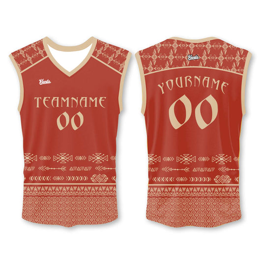 Custom Red Gold Wide Shoulder Basketball Jersey - Breathable Mesh Team Uniform for Adult & Yout