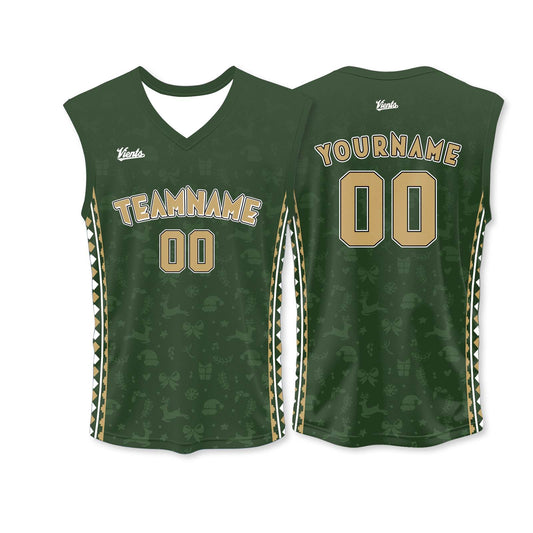 Custom Green Gold Wide Shoulder Basketball Jersey - Breathable Mesh Team Uniform for Adult & Yout
