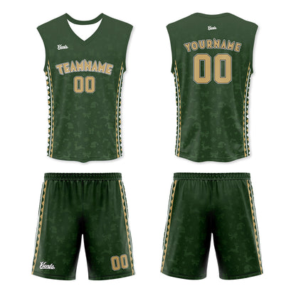 Custom Green Gold Wide Shoulder Basketball Jersey - Breathable Mesh Team Uniform for Adult & Yout