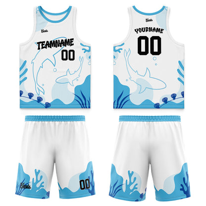 Custom Hazy Blue Light Gray Wide Shoulder Basketball Jersey, Breathable Mesh Team Uniform for Adult & Yout