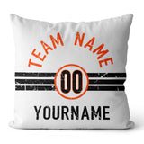 Custom Football Throw Pillow for Men Women Boy Gift Printed Your Personalized Name Number Black & Orange & White