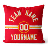 Custom Football Throw Pillow for Men Women Boy Gift Printed Your Personalized Name Number Red & White & Gold