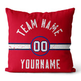 Custom Football Throw Pillow for Men Women Boy Gift Printed Your Personalized Name Number Blue & Red & White