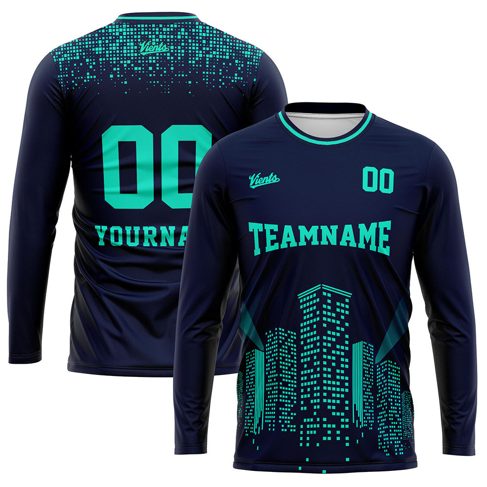 long sleeve basketball soccer football shooting shirt for adults and kids navy