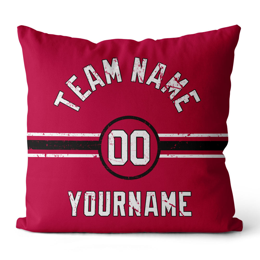 Custom Football Throw Pillow for Men Women Boy Gift Printed Your Personalized Name Number Red & Black & White