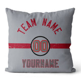 Custom Football Throw Pillow for Men Women Boy Gift Printed Your Personalized Name Number Red & White & Black