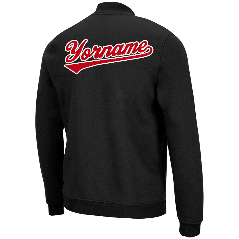 Custom Long Sleeve Windbreaker Jackets Uniform Printed Your Logo Name Number Black-Red-White