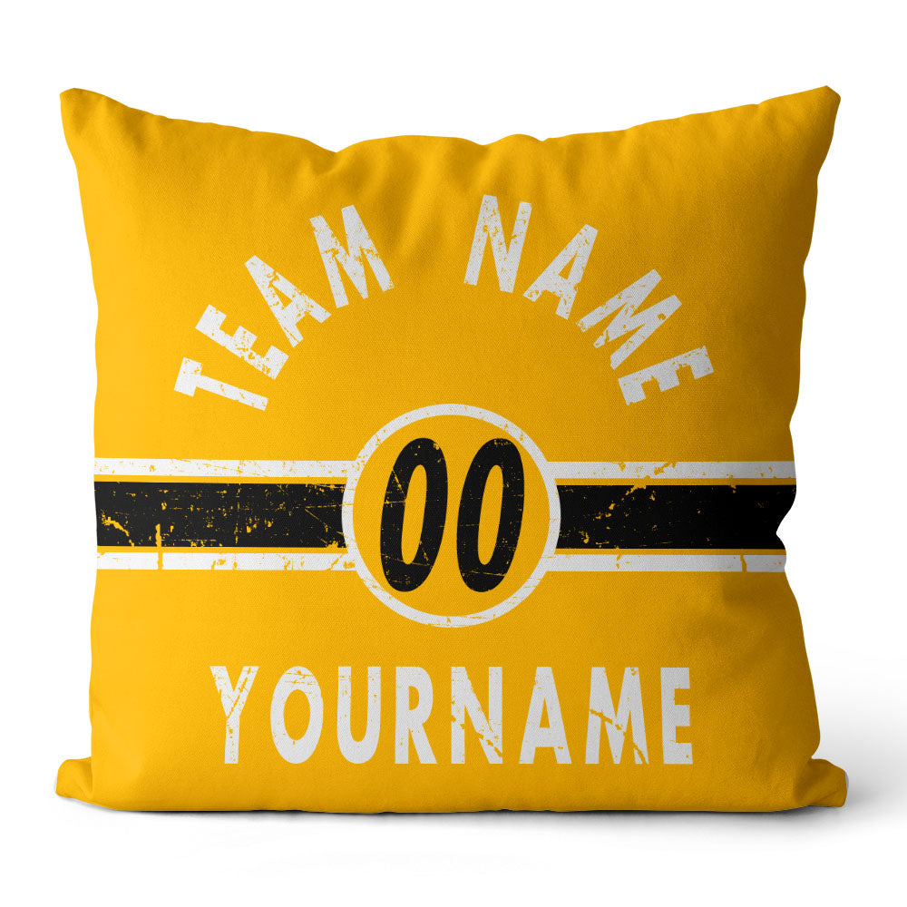 Custom Football Throw Pillow for Men Women Boy Gift Printed Your Personalized Name Number Black & White & Yellow