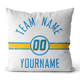 Custom Football Throw Pillow for Men Women Boy Gift Printed Your Personalized Name Number Light Blue & White & Yellow