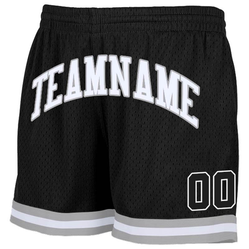 custom gray-white-black authentic throwback basketball shorts