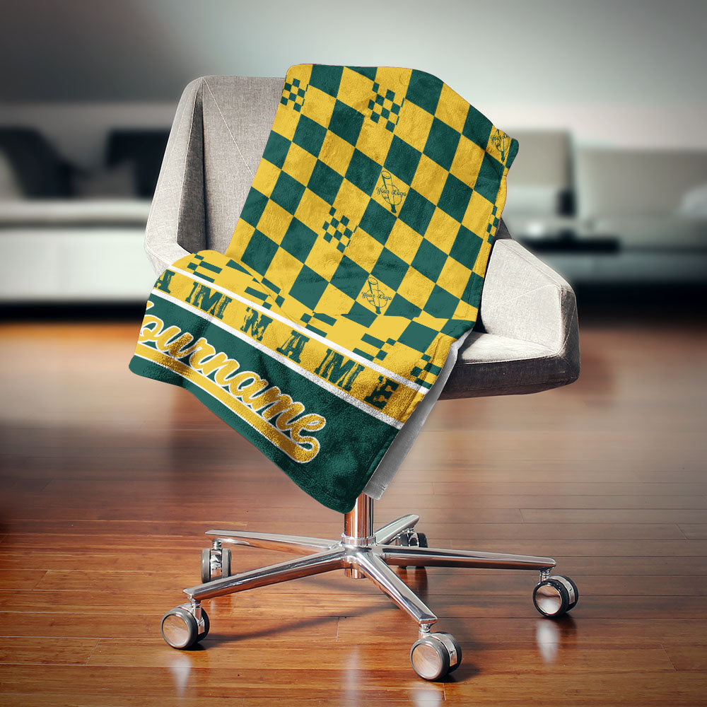 custom ultra-soft micro fleece blanket green-yellow