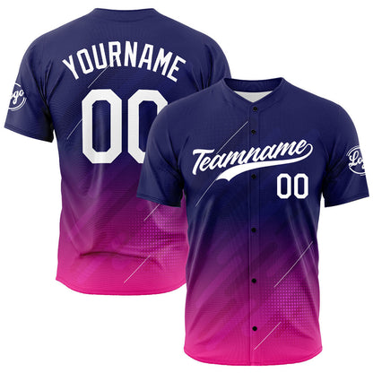 Custom Full Print Design Baseball Jersey navy-rose Red