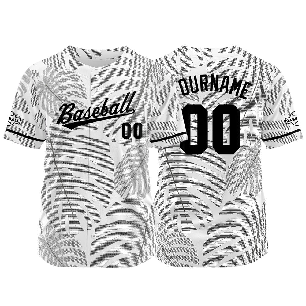 Custom Full Print Design Baseball Jersey gray-white