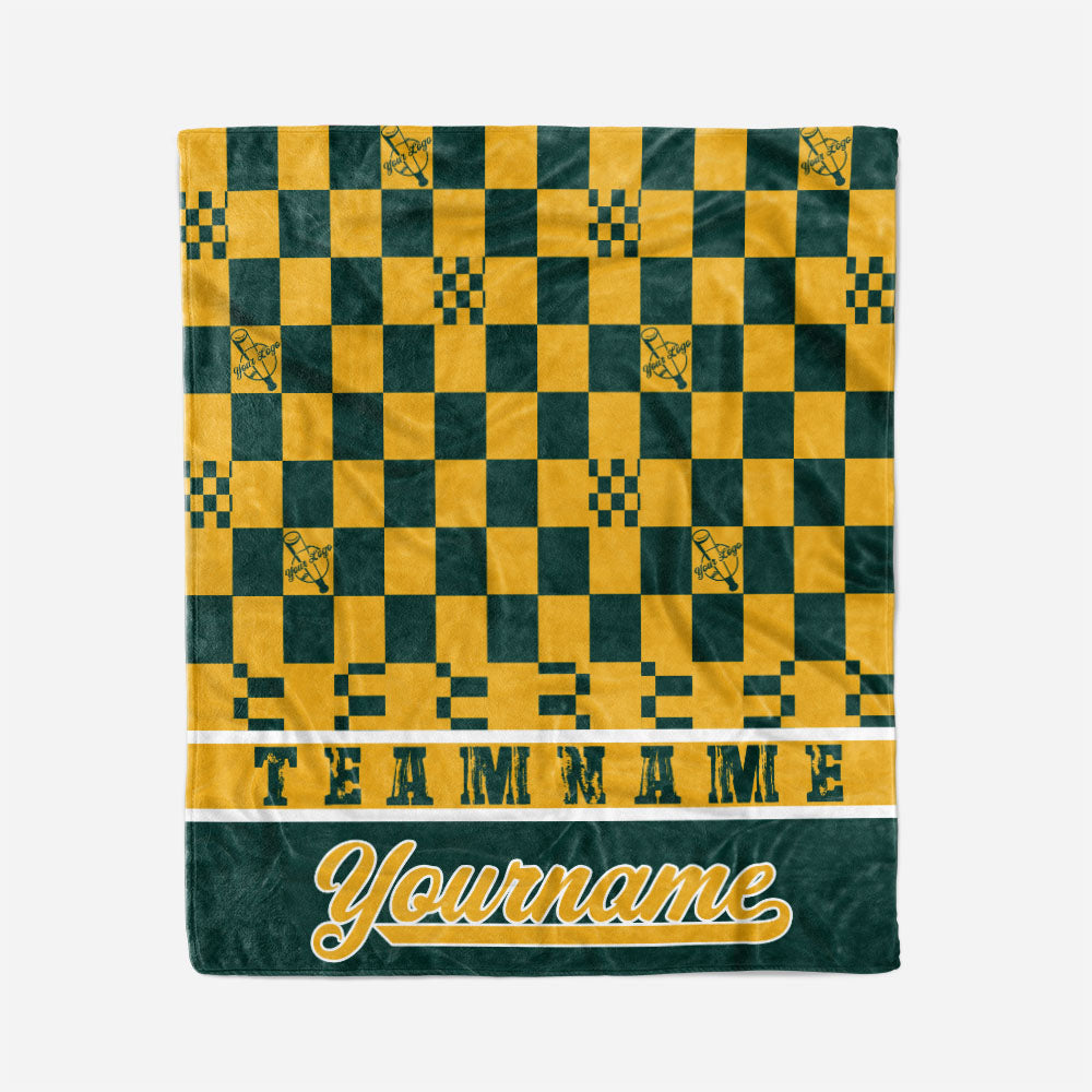 custom ultra-soft micro fleece blanket green-yellow