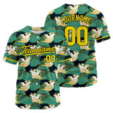 Custom Full Print Design Baseball Jersey green-yellow