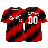 Custom Full Print Design Baseball Jersey black-red