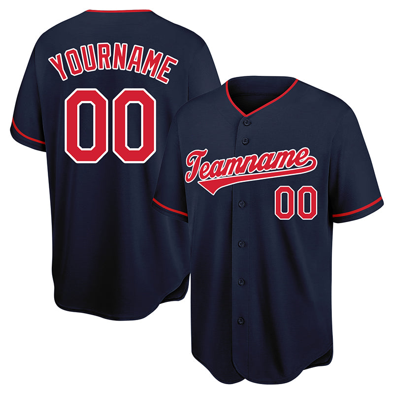 customized authentic baseball jersey gray navy-red mesh