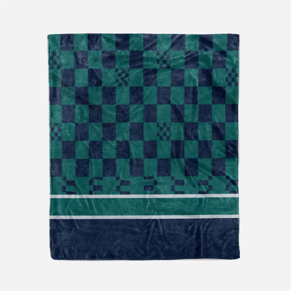 custom ultra-soft micro fleece blanket green-navy