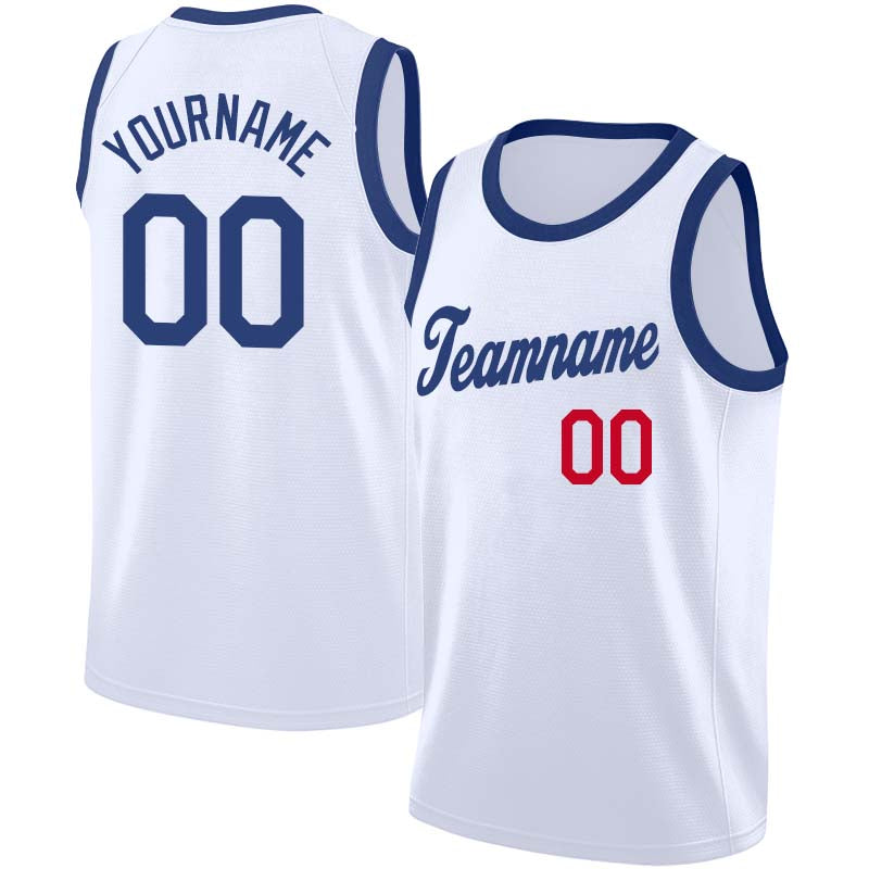 custom authentic  basketball jersey white-royal-red