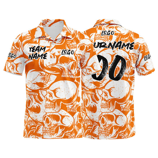 Custom Football Polo Shirts  Add Your Unique Logo/Name/Number Orange&White