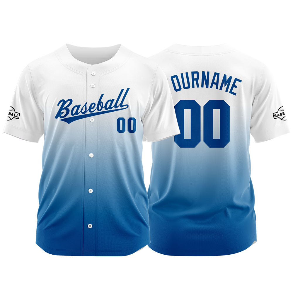 Custom Full Print Design Baseball Jersey blue-white