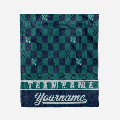 custom ultra-soft micro fleece blanket green-navy