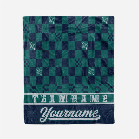 custom ultra-soft micro fleece blanket green-navy