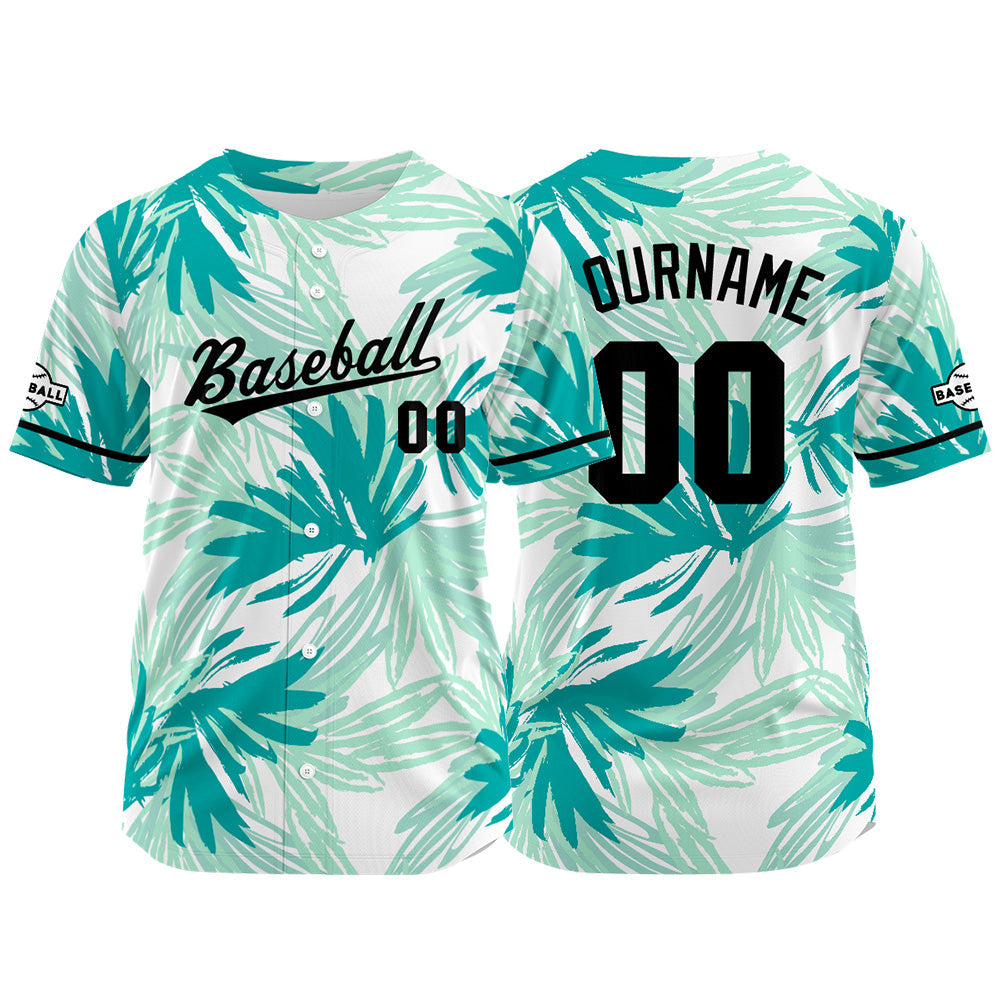 Custom Full Print Design Baseball Jersey Aqua green