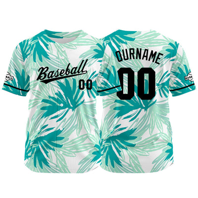 Custom Full Print Design Baseball Jersey Aqua green