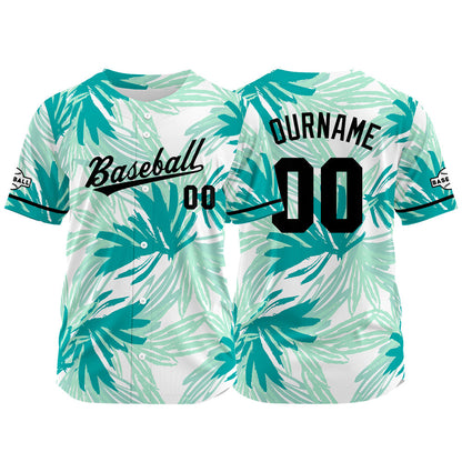 Custom Full Print Design Baseball Jersey Aqua green