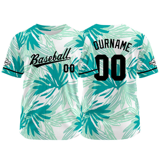 Custom Full Print Design Baseball Jersey Aqua green
