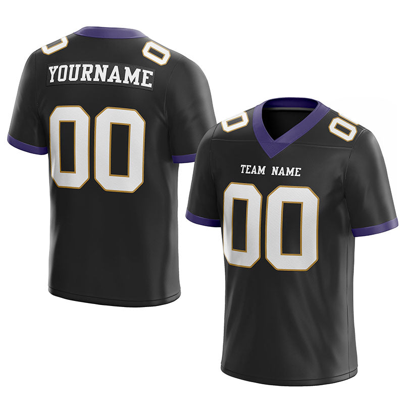 custom authentic football jersey black white-old gold  mesh