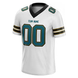 custom authentic football jersey white-teal-gold-black mesh