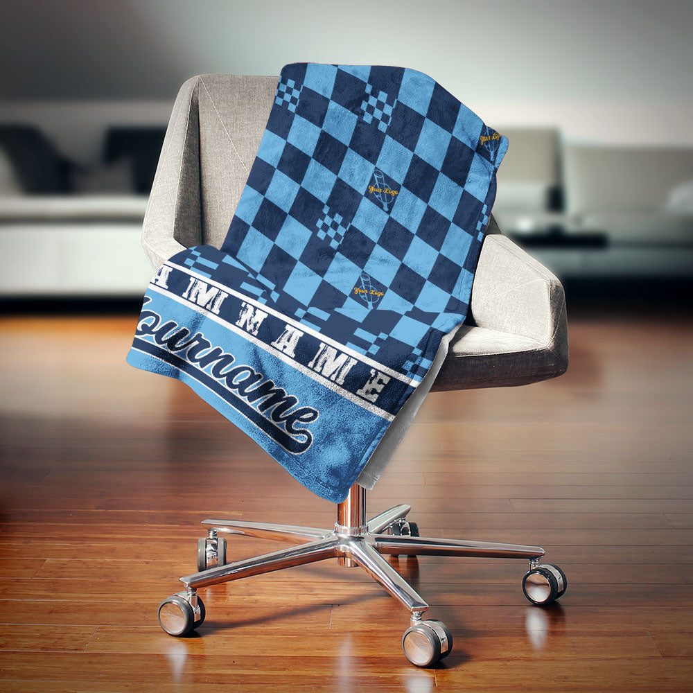 custom ultra-soft micro fleece blanket light blue-navy