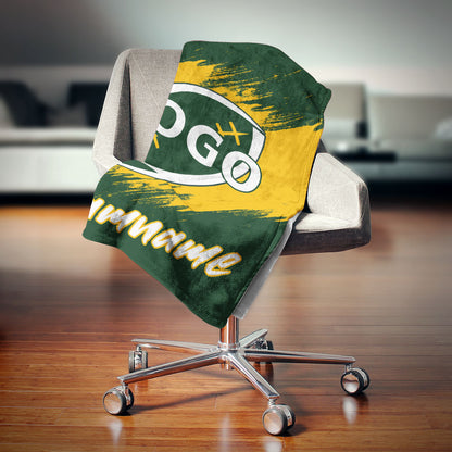 custom ultra-soft micro fleece blanket green-yellow