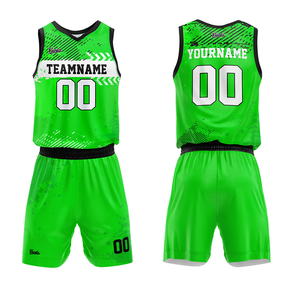 custom graffiti basketball suit kids adults personalized jersey green