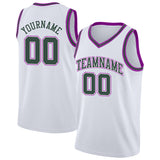 custom authentic  basketball jersey white-green-purple