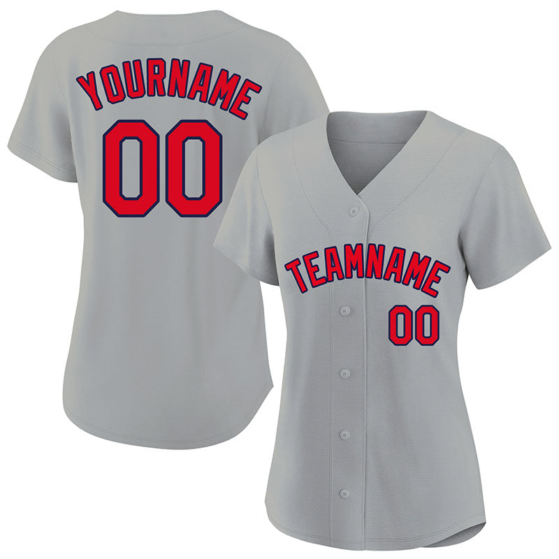 custom authentic baseball jersey gray-red-navy